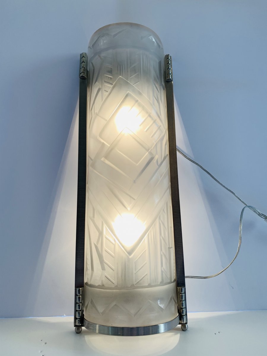 Rare et Importante Applique Unique Art Déco Verrerie Belge  (appliques Art Deco 1930)-photo-1