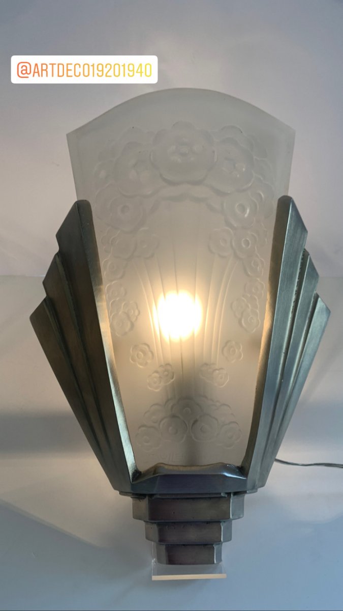 Rare Pair Of Art Deco Wall Lights Signed Müller Frères [4 Dispos!] (art Deco Wall Lamp 1930)-photo-2