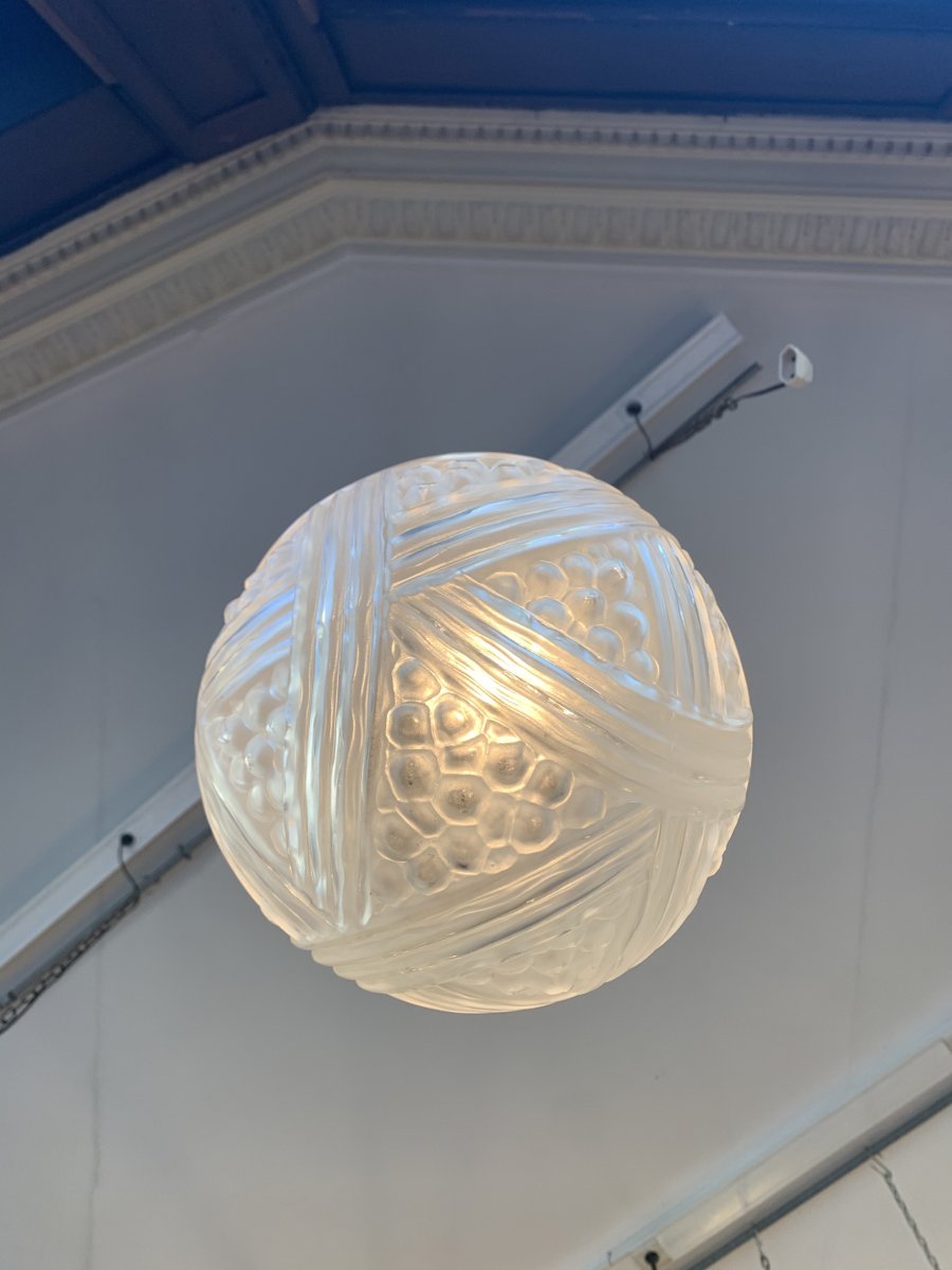 Art Deco Pendant Lamp Hettier-vincent Et Verreries Des Hanots (art Deco Chandelier 1930)-photo-5