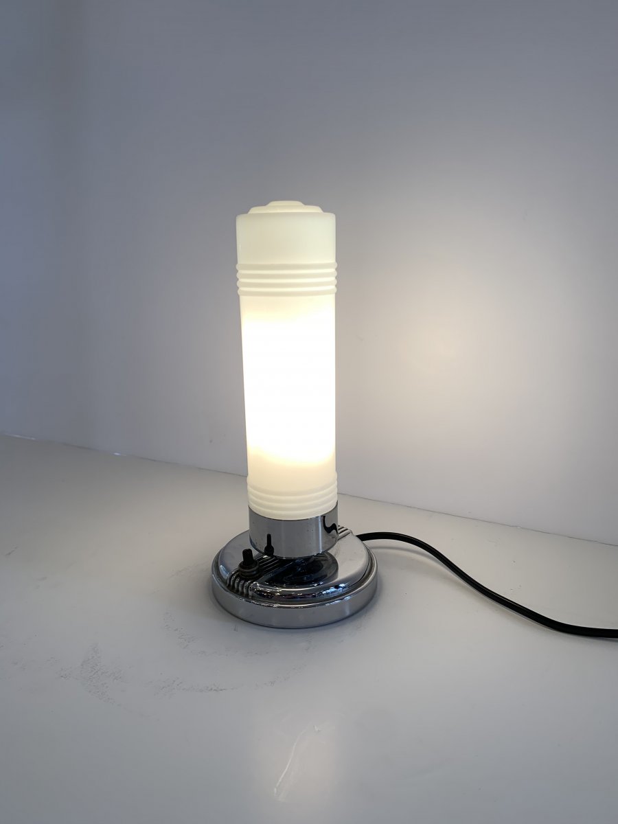 Lampe Art Déco moderniste à poser/de chevet type Streamline (lampes art deco 1930)-photo-1