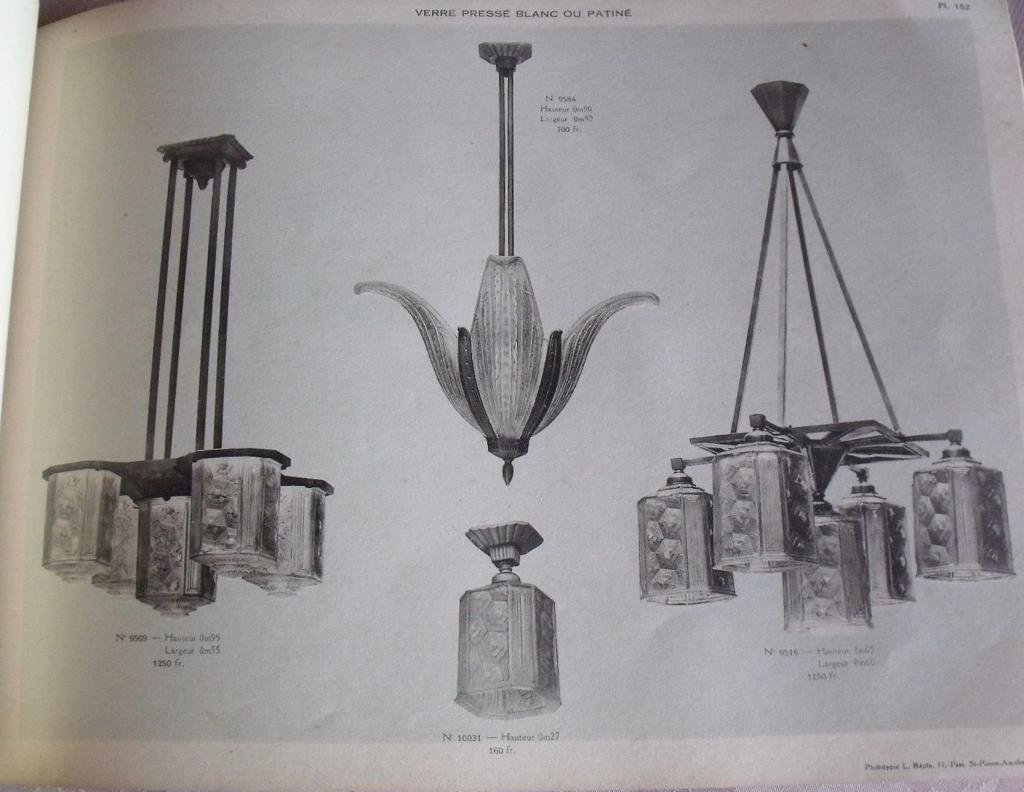 Exceptionnel Lustre Art Déco Hettier & Vincent à 5 Cubes  (lustres Art Deco 1930) -photo-8