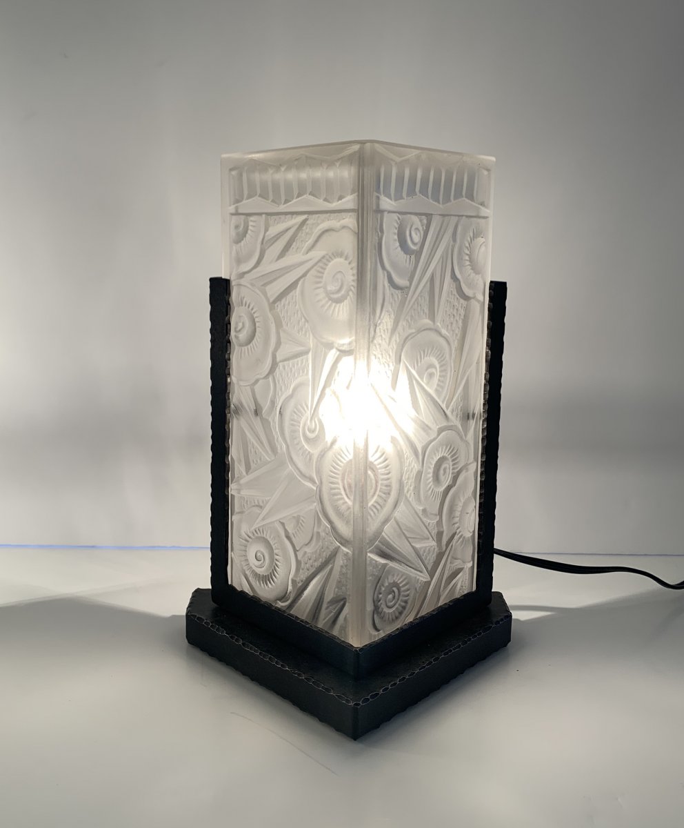 Pair Of Art Deco Lamps / Night Lights J. Robert (art Deco Lamp 1930)-photo-4