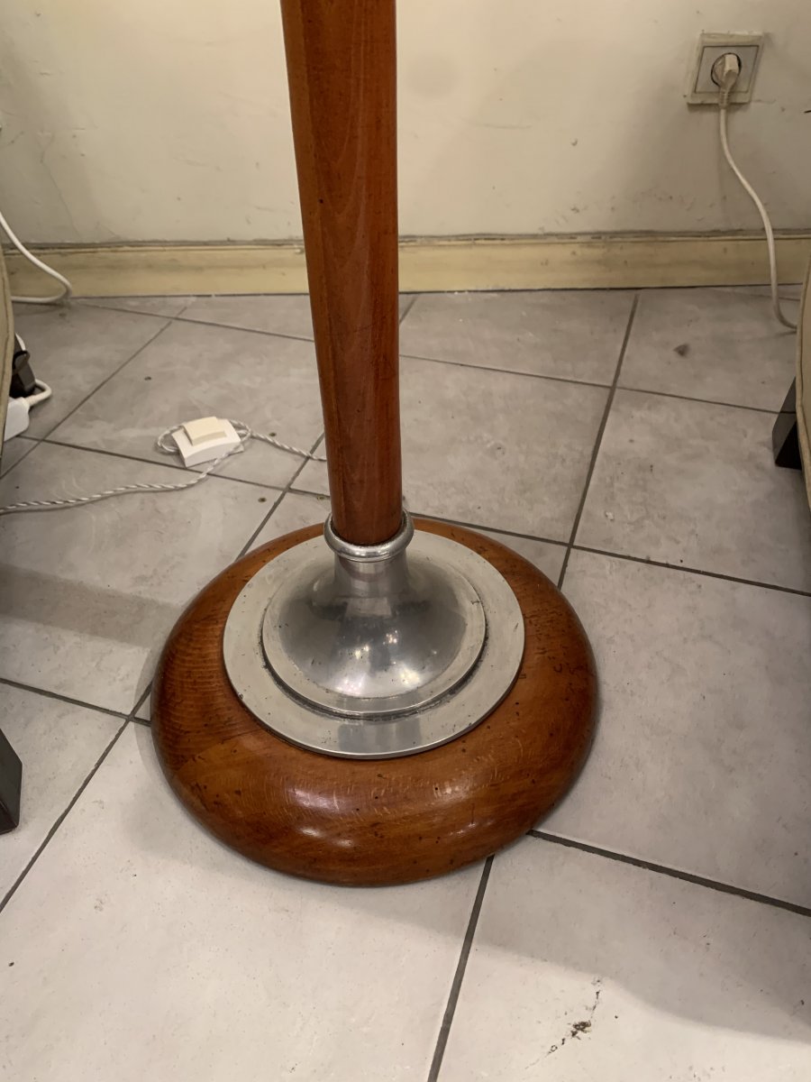 Mazda Art Deco Floor Lamp [marked] In Turned Wood (lamp - Art Deco Floor Lamps 1930)-photo-5