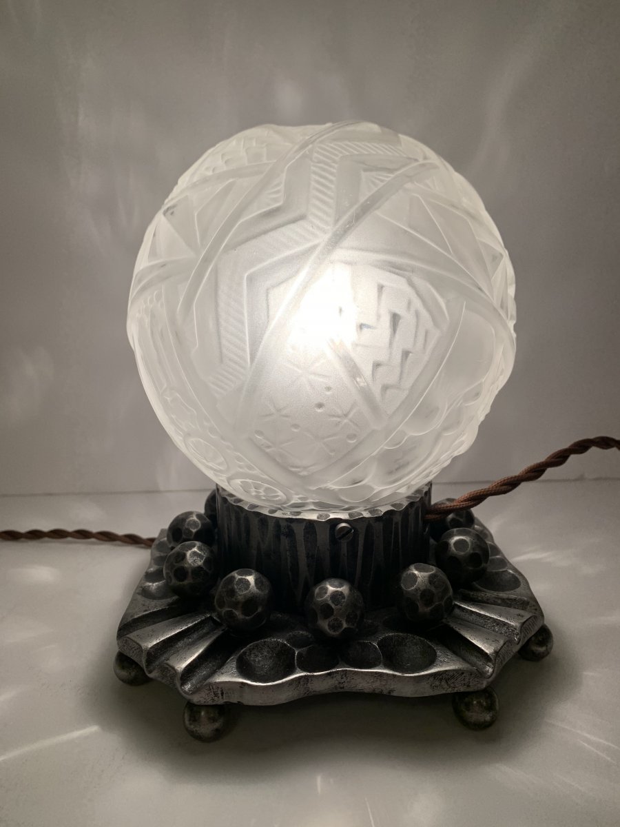 Lampe à Poser Art Déco Müller  Et Vasseur {signée Dans Le Décor} ( Lampes Art Deco 1930 ) -photo-3