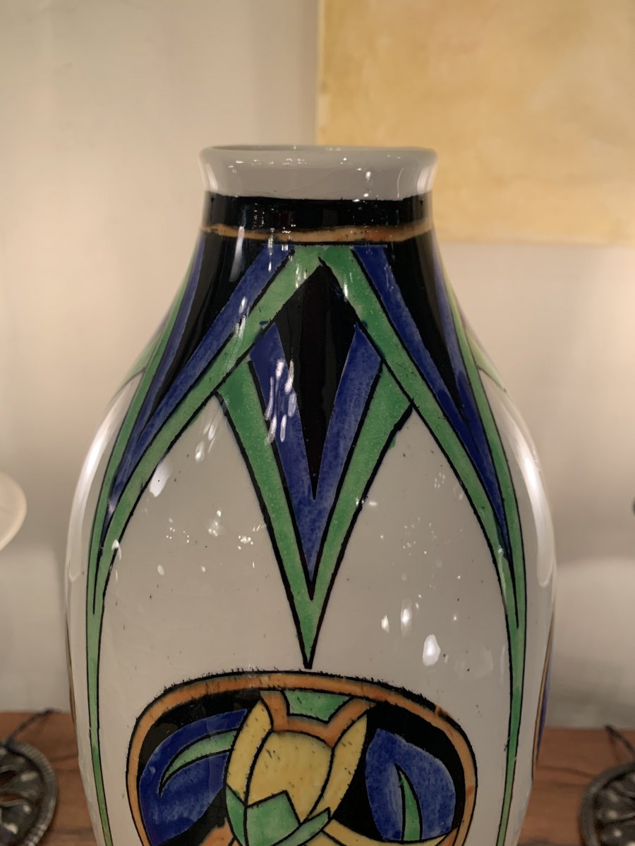 Superb Art Deco Catteau / Keramis Vase D 1113 F 668 Signed (vases - Art Deco Ceramic 1930)-photo-3