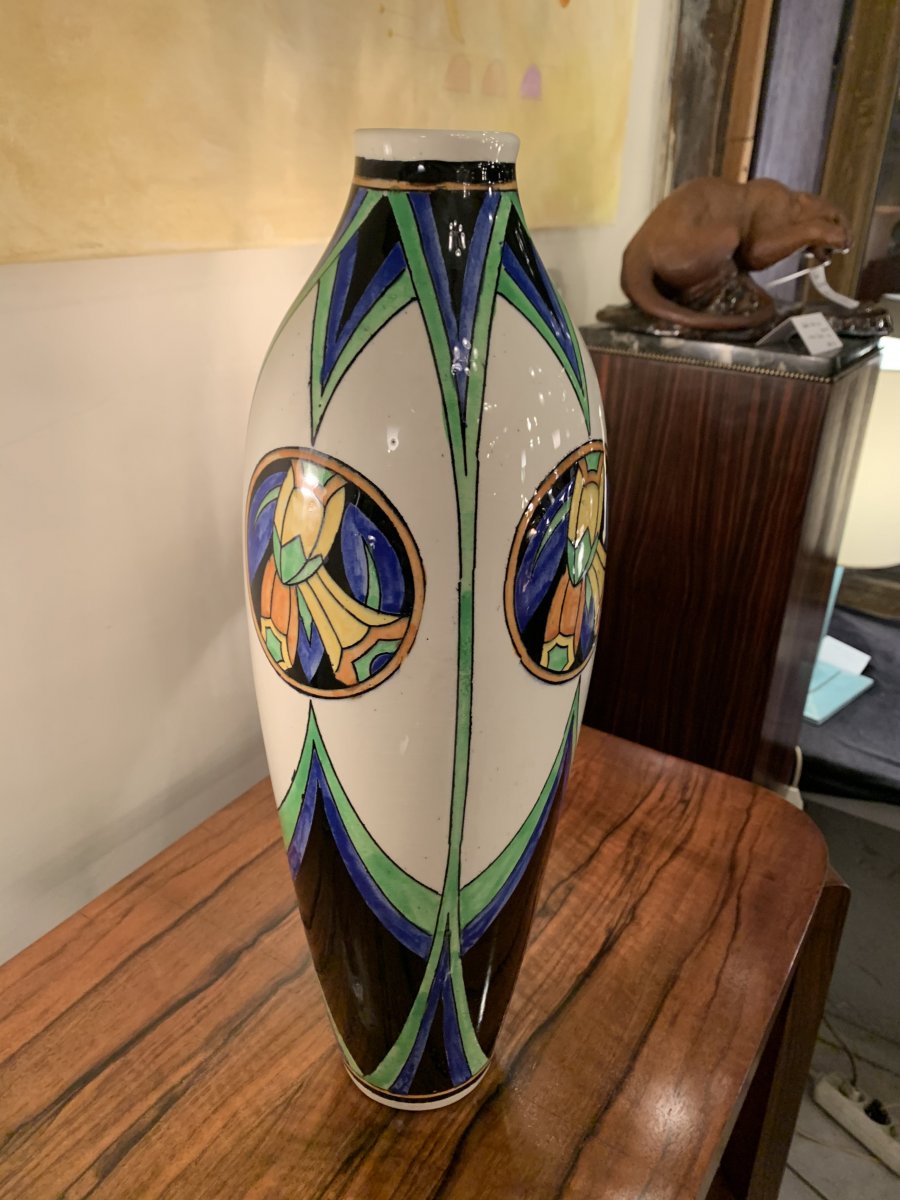 Superb Art Deco Catteau / Keramis Vase D 1113 F 668 Signed (vases - Art Deco Ceramic 1930)-photo-5