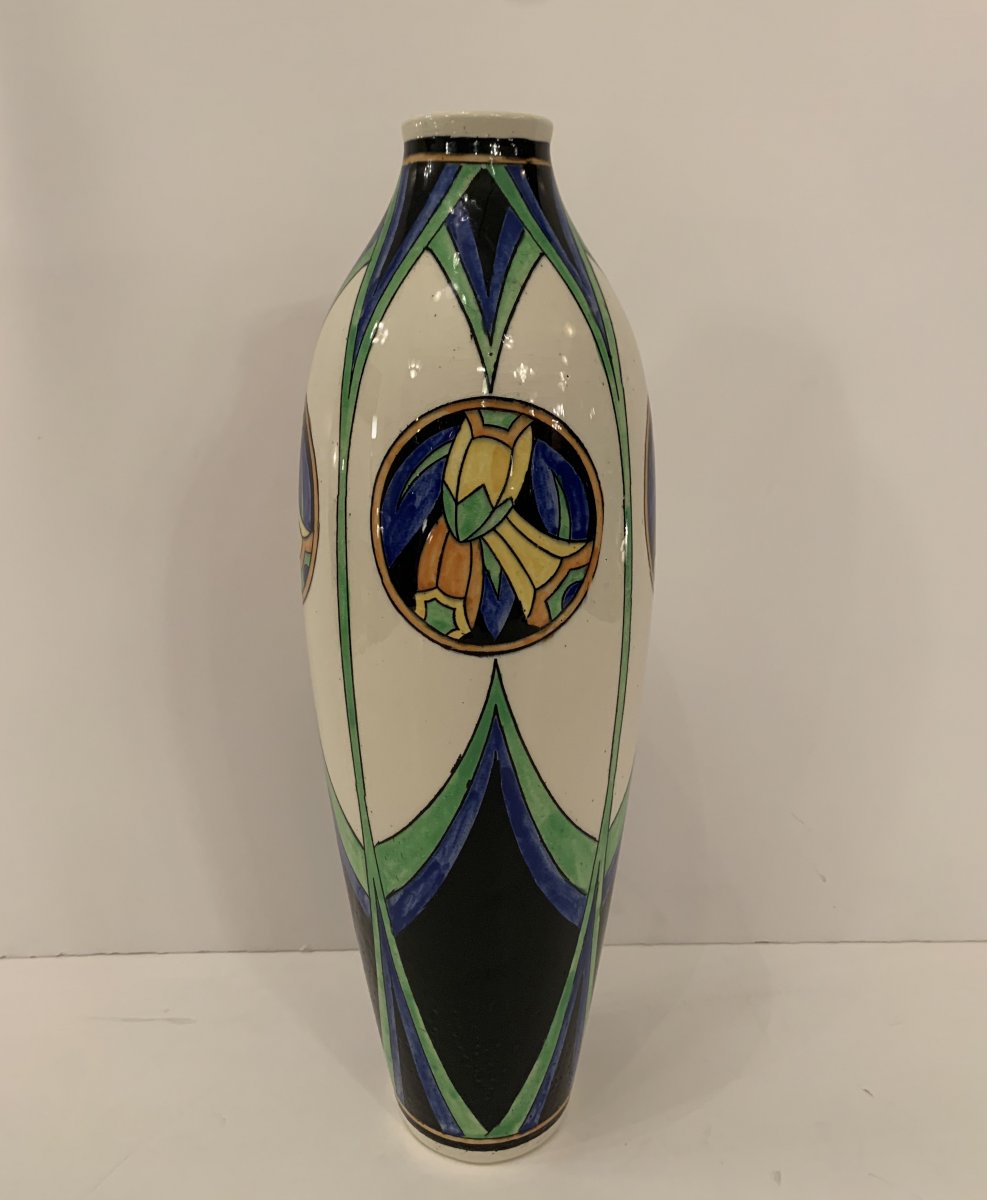Superb Art Deco Catteau / Keramis Vase D 1113 F 668 Signed (vases - Art Deco Ceramic 1930)-photo-6