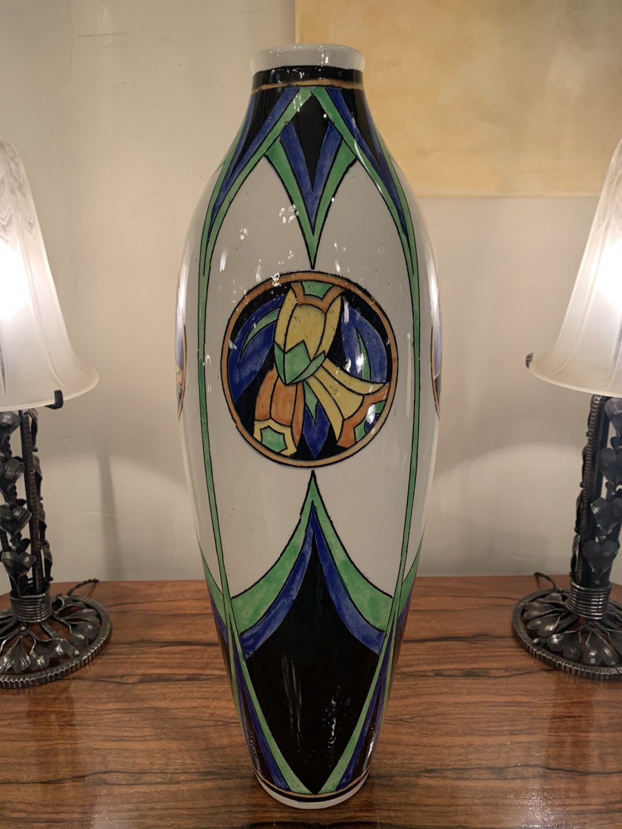 Superb Art Deco Catteau / Keramis Vase D 1113 F 668 Signed (vases - Art Deco Ceramic 1930)