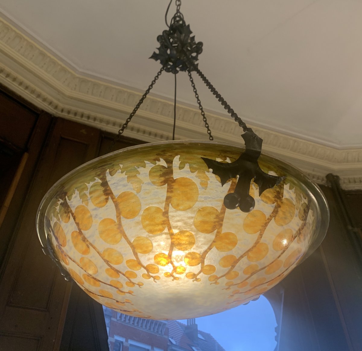 Rare Art Nouveau Lvf Suspension / Vasque -photo-2