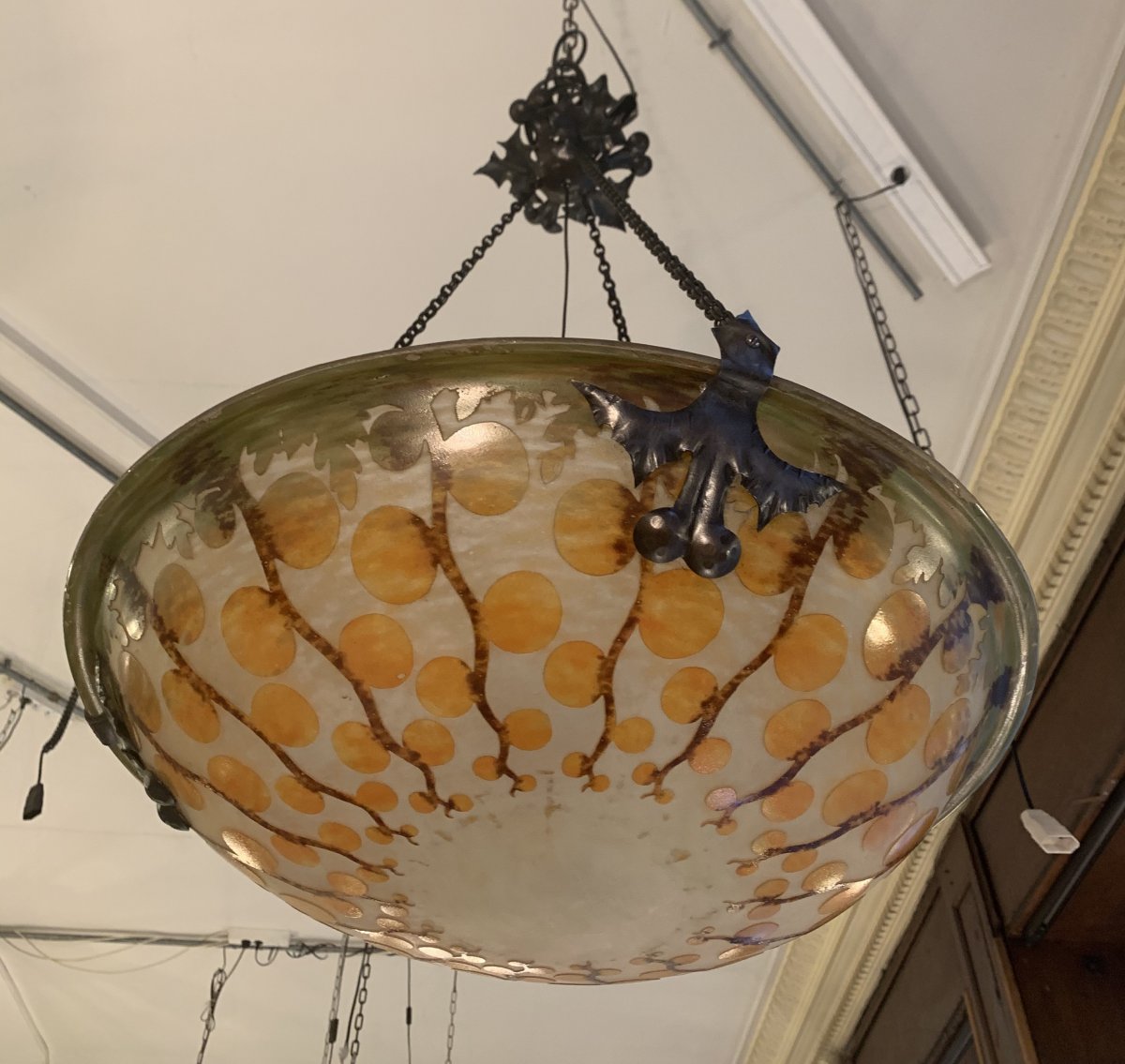 Rare Art Nouveau Lvf Suspension / Vasque -photo-8