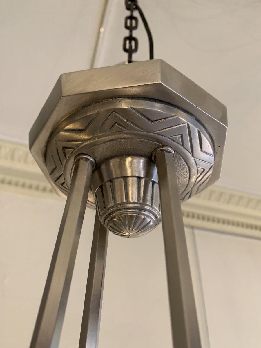 Art Deco Chandelier Ejg (jean Gauthier) With 4 Cones And 4 Tulips (art Deco Chandeliers 1930)-photo-6