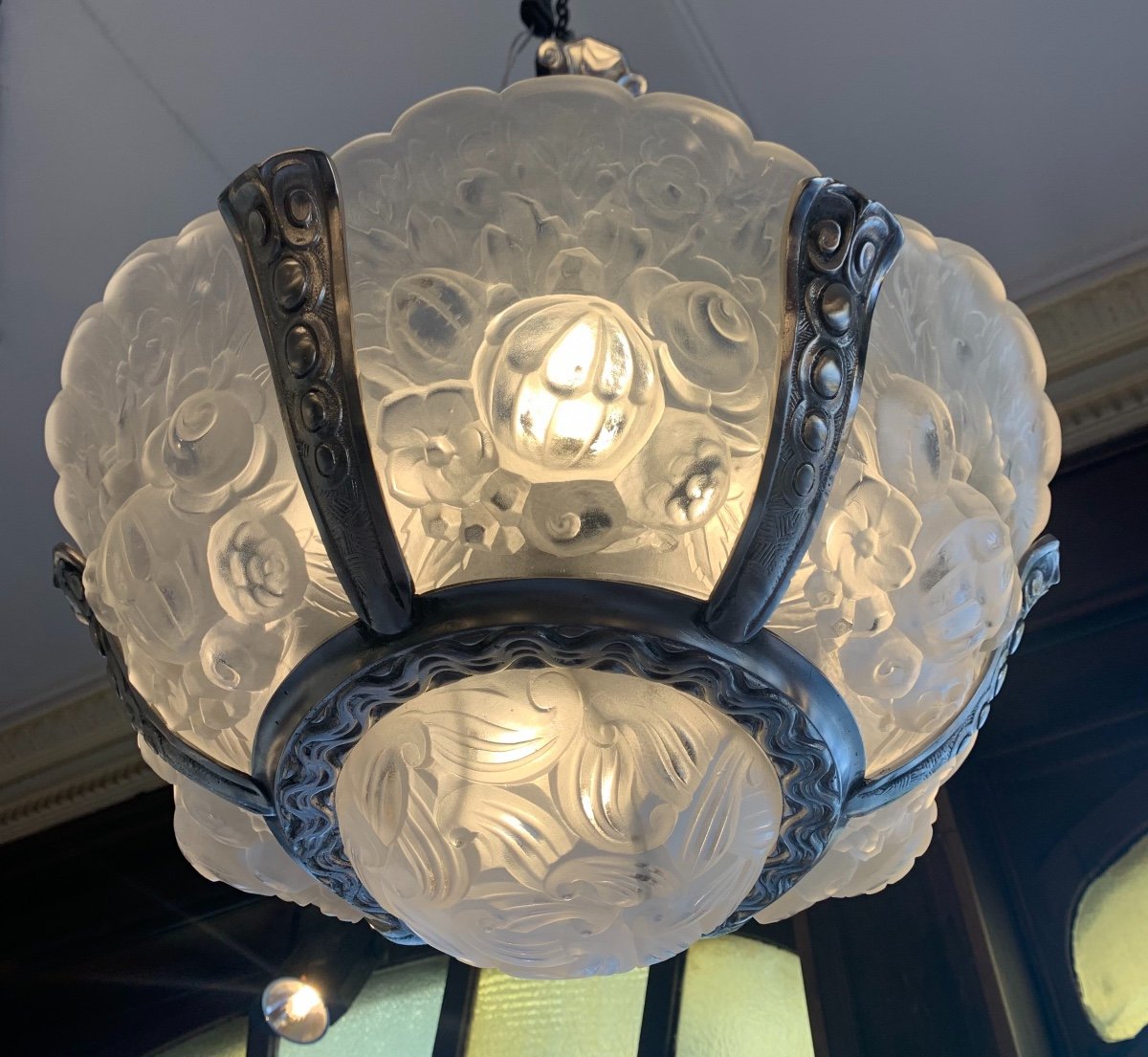 Extremely Rare Chandelier {set Available!} Art Deco Verreries Belges (vsl) {art Deco Chandeliers 1925}-photo-2
