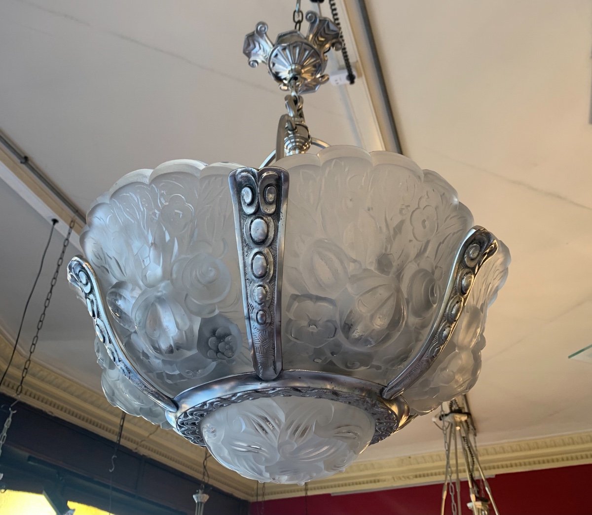 Extremely Rare Chandelier {set Available!} Art Deco Verreries Belges (vsl) {art Deco Chandeliers 1925}-photo-6