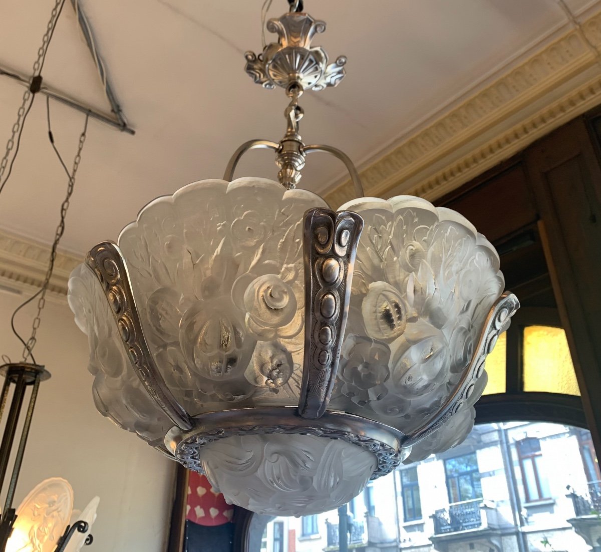 Extremely Rare Chandelier {set Available!} Art Deco Verreries Belges (vsl) {art Deco Chandeliers 1925}-photo-7