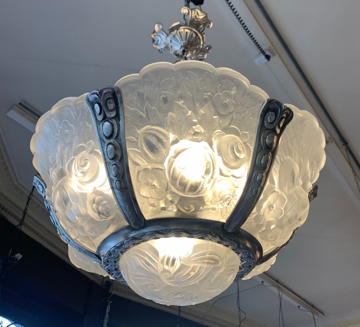 Extremely Rare Chandelier {set Available!} Art Deco Verreries Belges (vsl) {art Deco Chandeliers 1925}