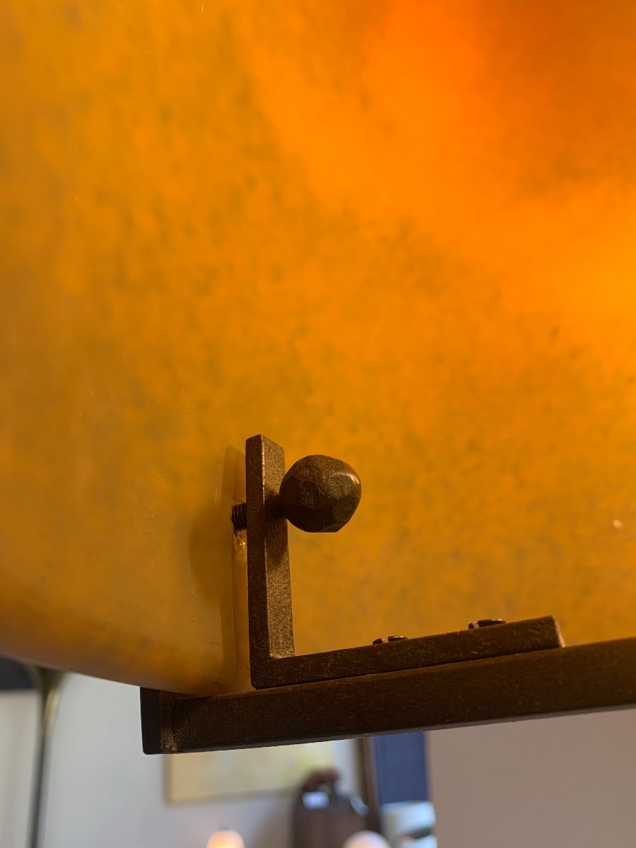 Extraordinaire Lampe Transition Art Nouveau / Art Déco Signée Degué ( Lampes Art Deco  1925 ) -photo-7