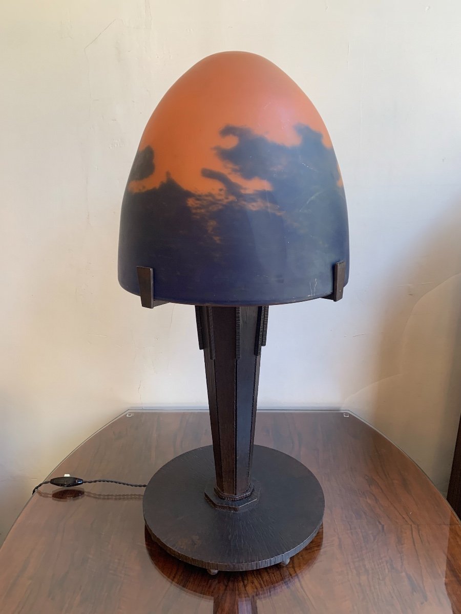 Extraordinaire Lampe Transition Art Nouveau / Art Déco Signée Degué ( Lampes Art Deco  1925 ) -photo-8