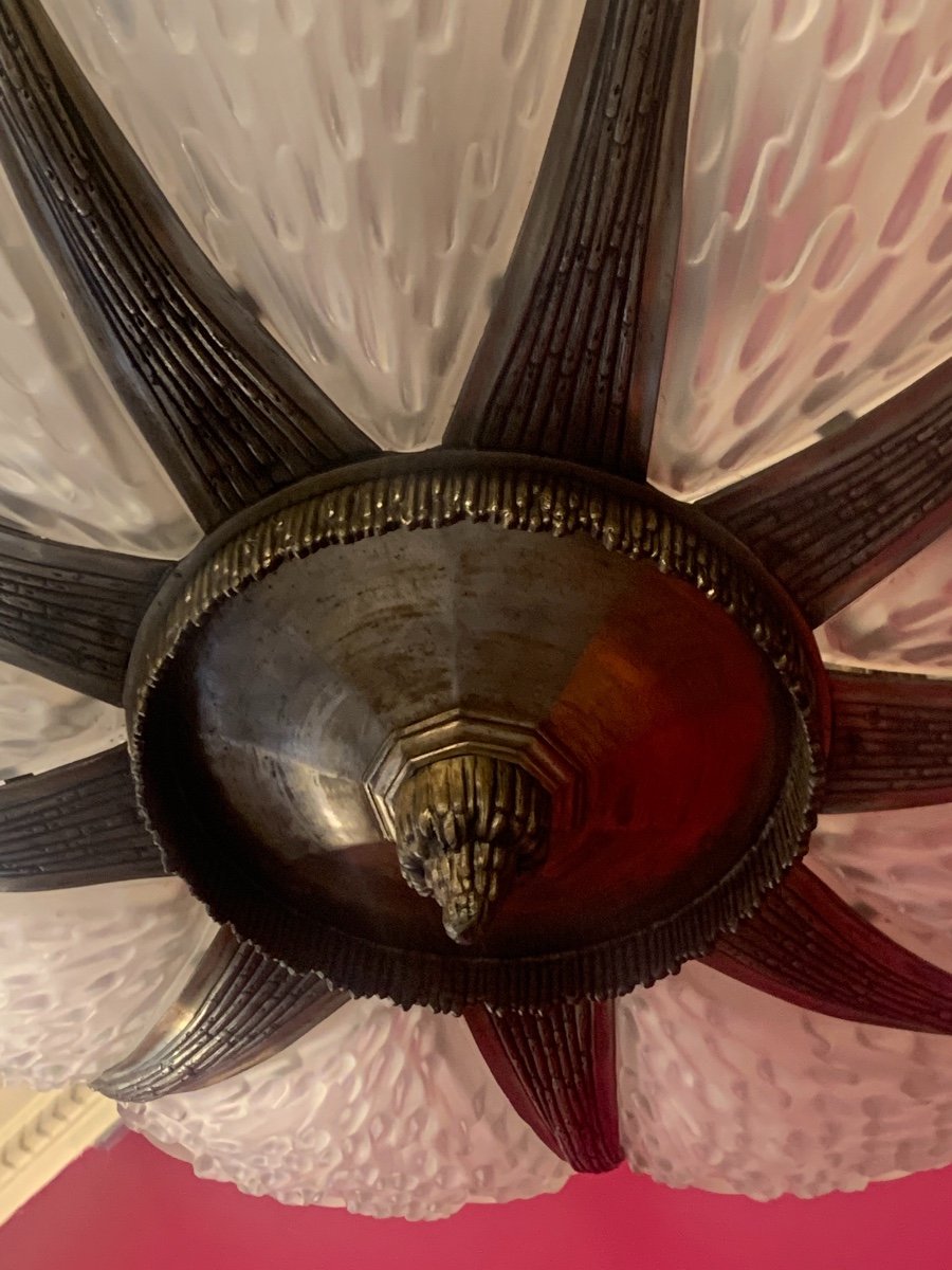 Important Chandelier Lustrerie Bruxelloise And Vsl With 9 Plates-photo-7