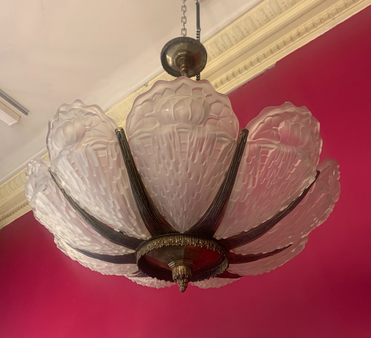 Important Chandelier Lustrerie Bruxelloise And Vsl With 9 Plates-photo-8