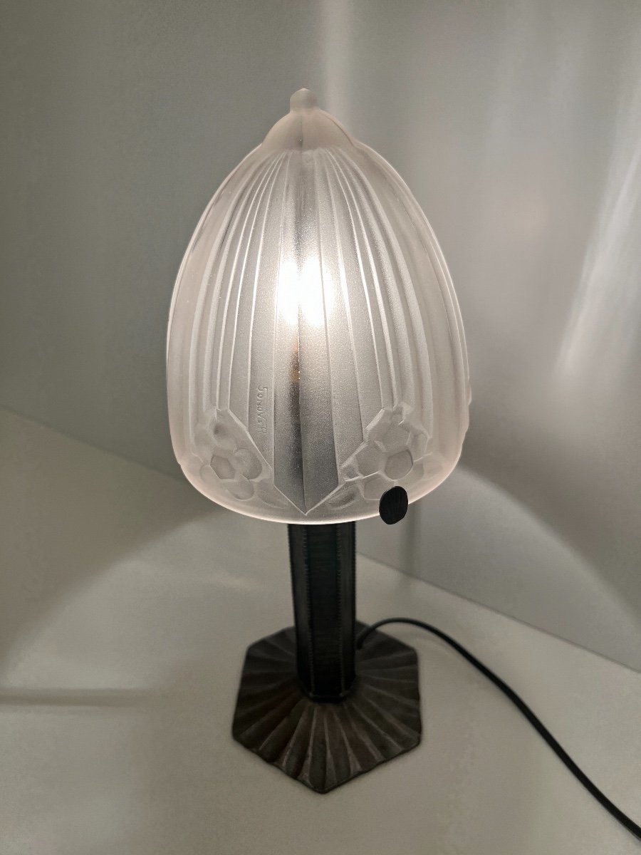 Art Deco Wrought Iron Table / Desk Lamp Signed Sonover (lamps - Art Deco Glass 1930)-photo-2