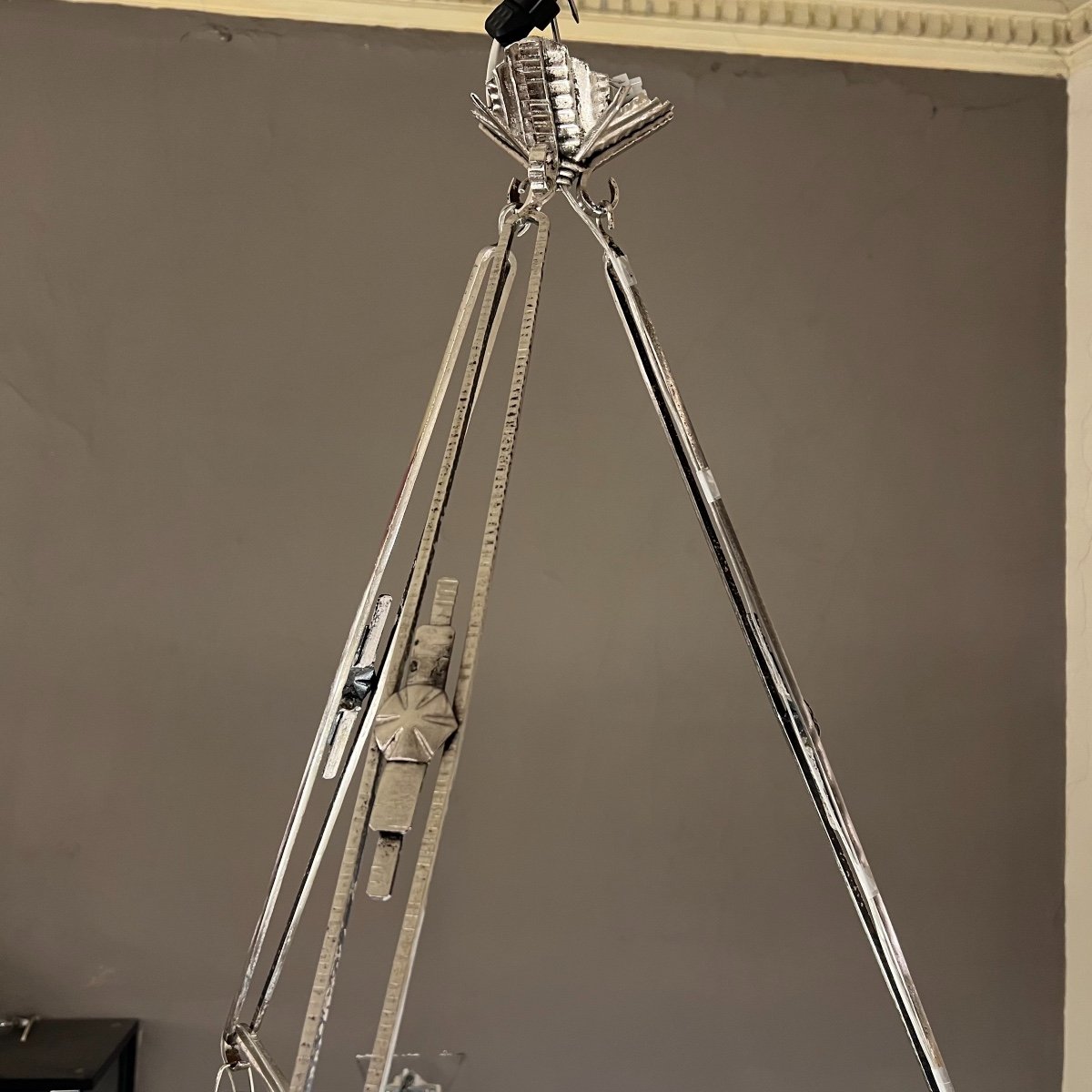 Art Deco Chandelier With Basin And Tulips Signed Müller Frères (suspension - Art Deco Chandeliers 1930)-photo-5