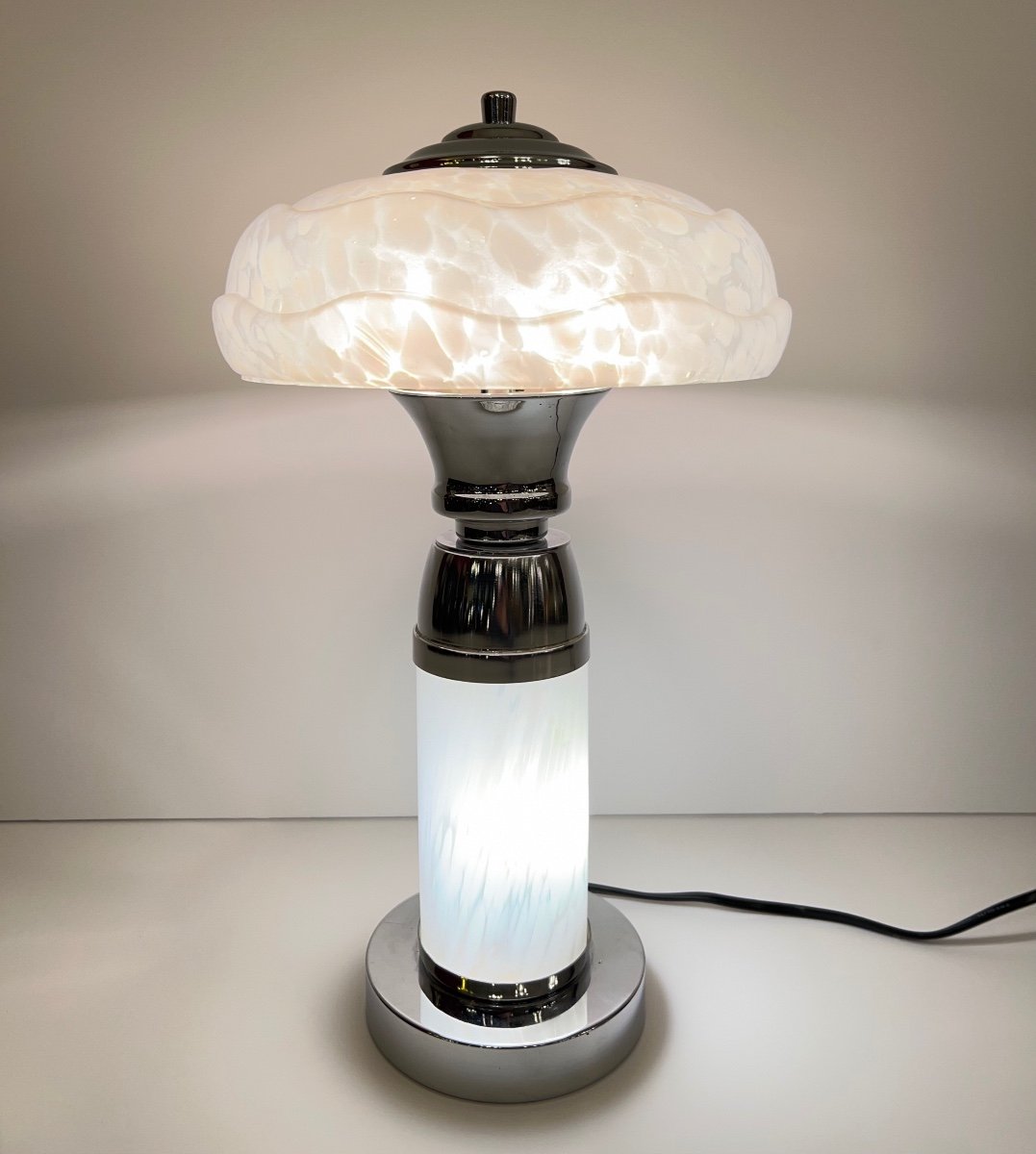 Rare Lampe De Bureau / De Table Art Déco Moderniste Verrerie De Clichy ( Lampe Art Deco 1930 ) 