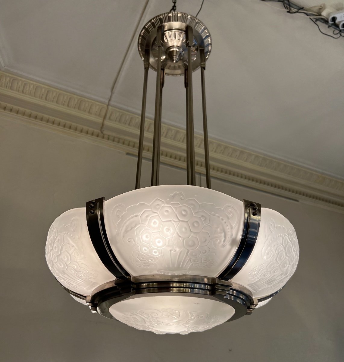 Exceptionnel Lustre Art Déco H. Petitot Et Müller  Frères Signé ( Lustres Art Deco 1930 ) 