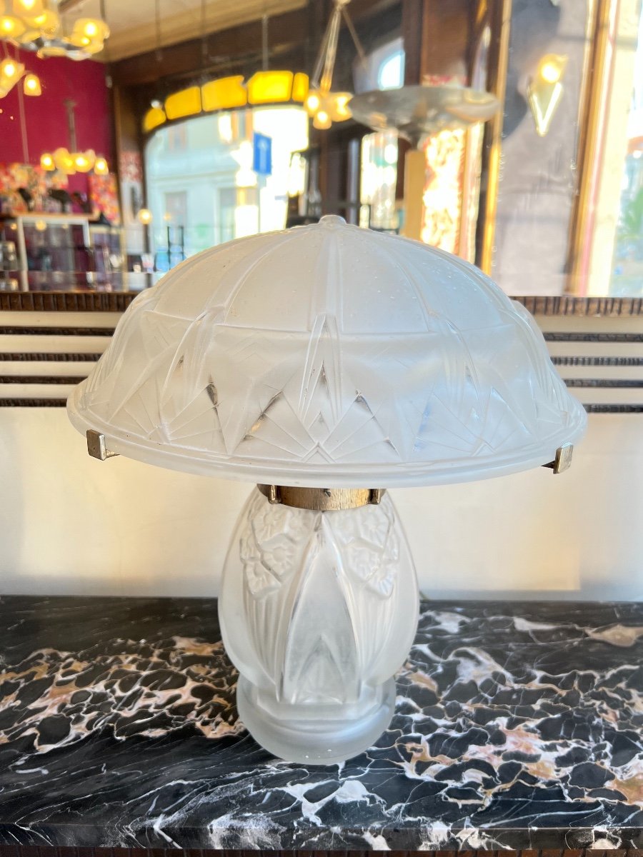 Extraordinaire Lampe Art Déco Müller Signée  à Double éclairage (fût/chapeau) ( Lampes 1930 ) -photo-6