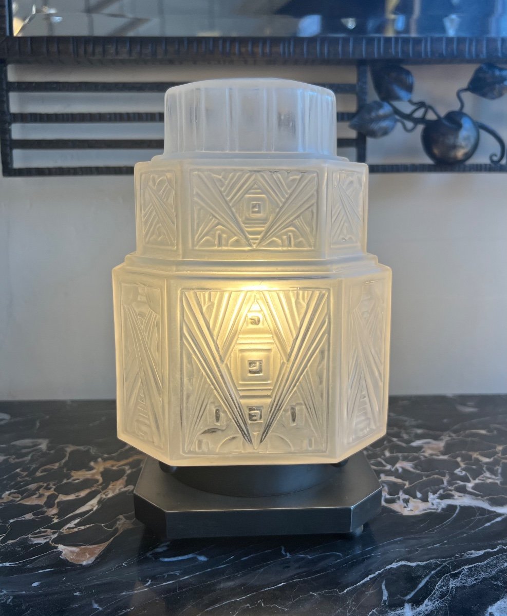 Exceptional Pair Of Art Deco G.leleu Desk / Night Lights / Table Lamps (lamp 1930)-photo-1