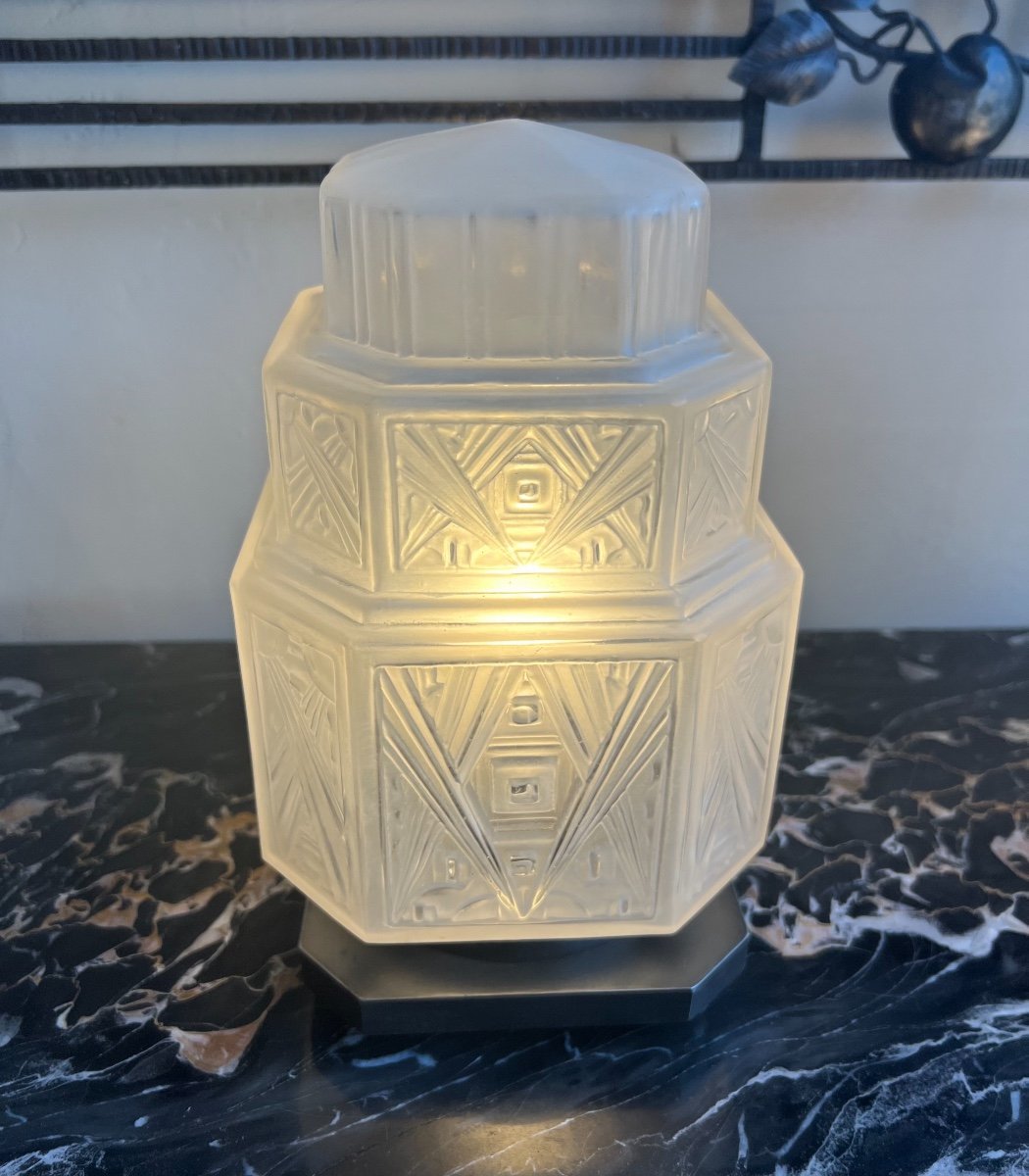 Exceptional Pair Of Art Deco G.leleu Desk / Night Lights / Table Lamps (lamp 1930)-photo-3