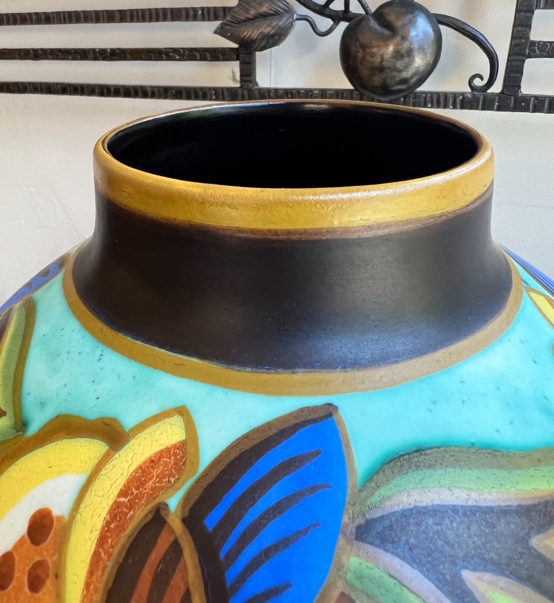 Somptueux Vase Art Déco Boch Kéramis Signé Vittorio Bonuzzi D2062 ( Vases Catteau / 1930 ) -photo-5