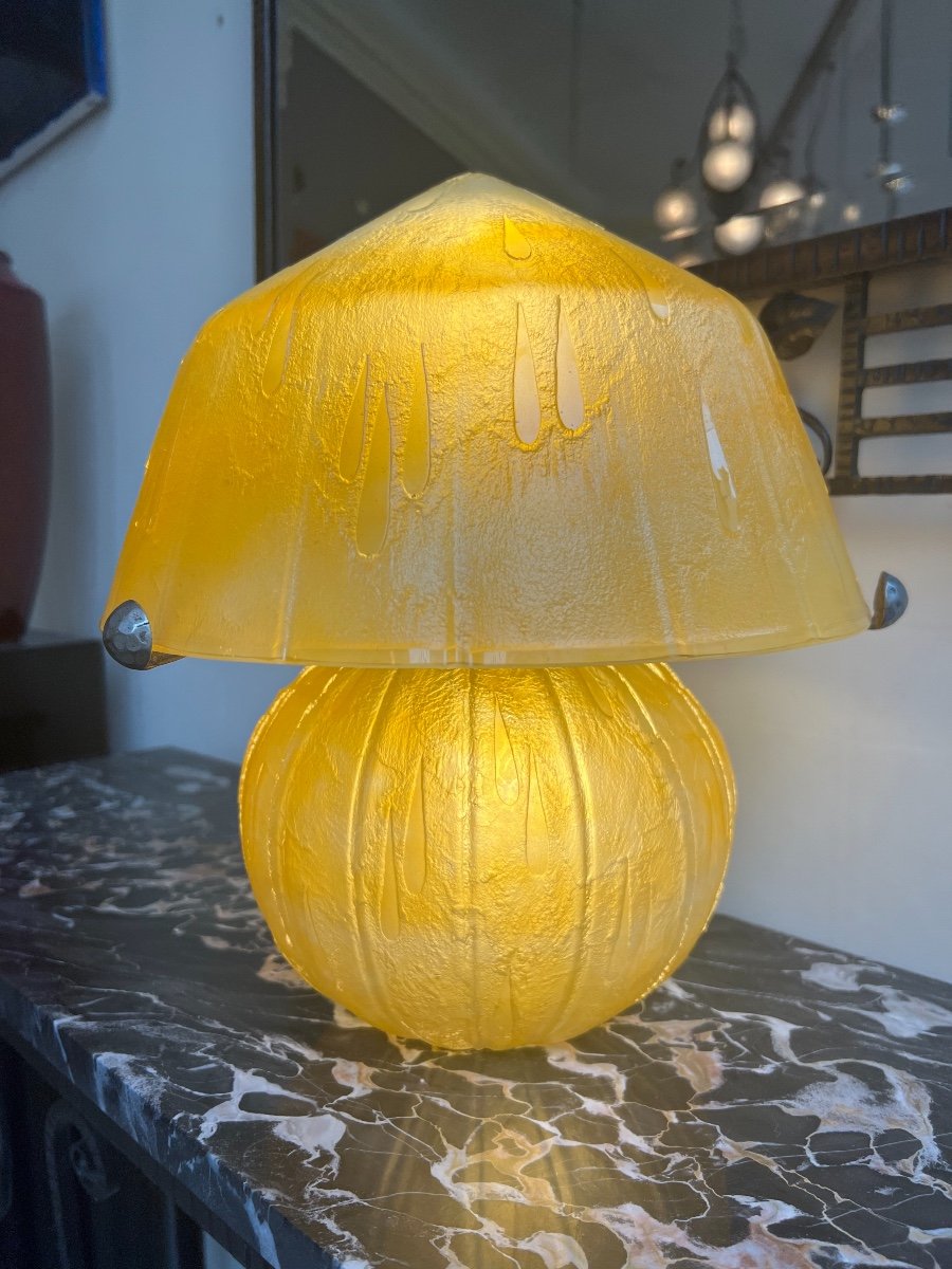 Rarissime Et Extraordinaire Lampe Art Déco Signée Daum Nancy France ( Lampe Art Deco 1930 ) -photo-3