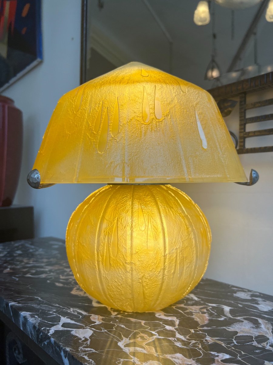 Rarissime Et Extraordinaire Lampe Art Déco Signée Daum Nancy France ( Lampe Art Deco 1930 ) -photo-4