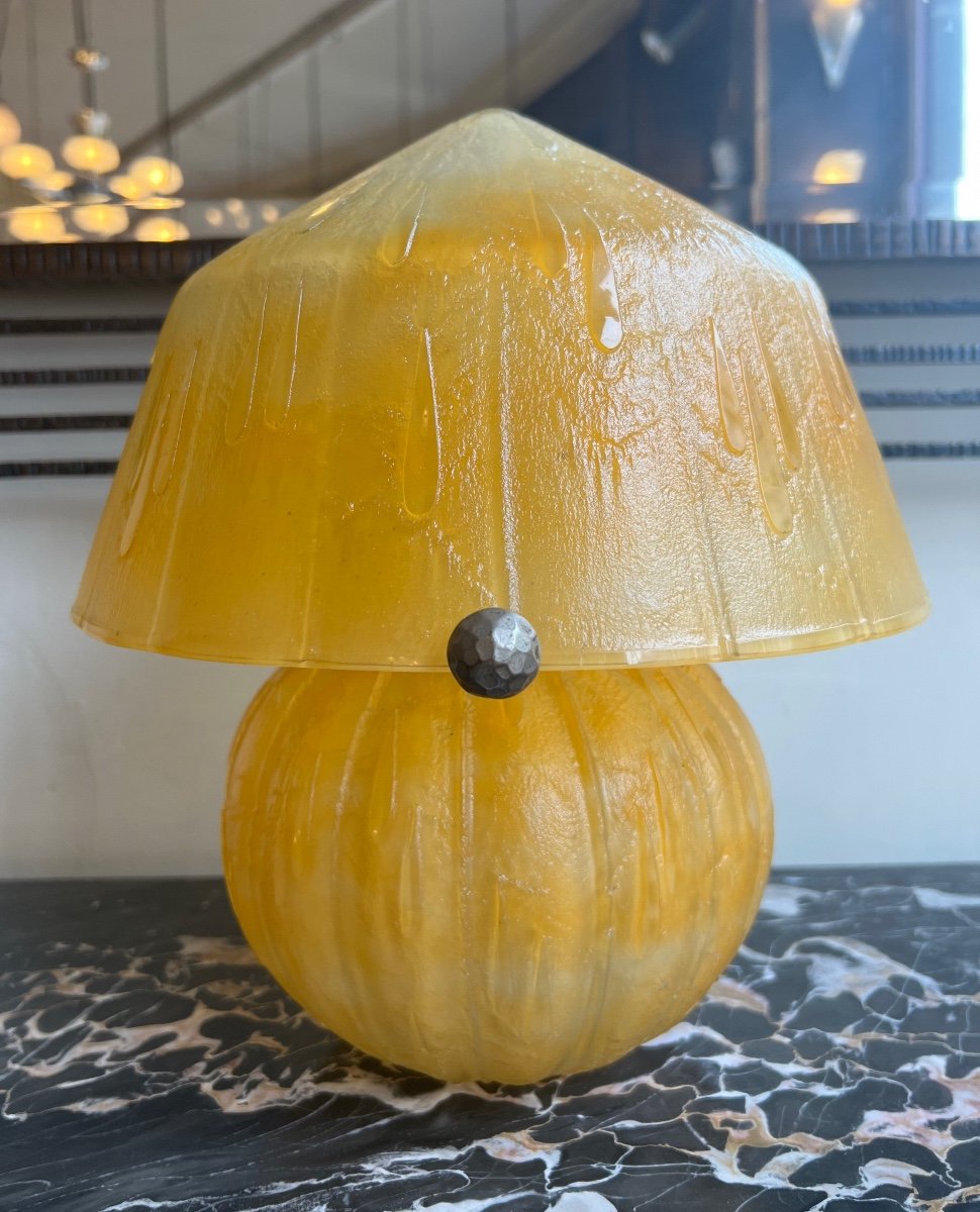 Rarissime Et Extraordinaire Lampe Art Déco Signée Daum Nancy France ( Lampe Art Deco 1930 ) -photo-5