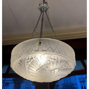 Superb Art Deco Suspension / Chandelier Noverdy { Jean } Signed (art Deco Ceiling Lamp 1930) 