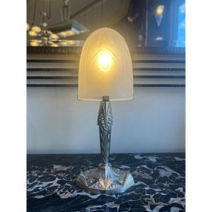 Art Deco Lamp “landscape With Corn Ears” Signed Müller Frères (art Deco Lamps 1930) 