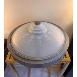 Important et Rare Plafonnier Art Déco Signé Georges Leleu / Verre opalescent ( art deco 1930 ) 