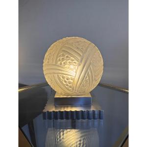 Art Deco Table Lamp "turban Ball" Hettier & Vincent / Hanots (art Deco 1930) Bronze 