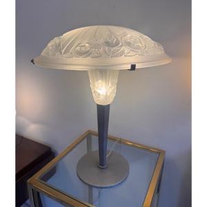 Importante et Rare Lampe Art Déco à Double éclairage Signée Degué ( lampes art deco 1930 ) 