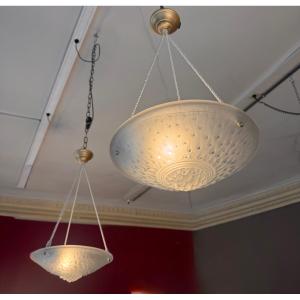 Pair Of Art Deco "gouttes" Pendant/ceiling Lights, Signed Müller Frères (1930)