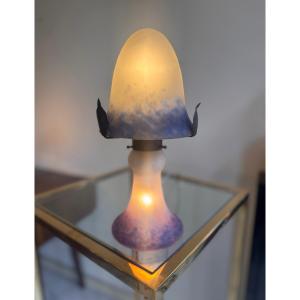 Transitional Art Nouveau/art Deco Lamp With Double Lighting, Signed Müller Frères (lamps 1930) 