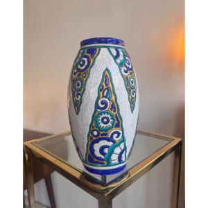 Vase Art Déco Boch Frères Kéramis / Catteau Modèle D1101 (cachet et n° au cul) / Faïence ( 1930