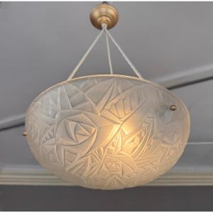 Paire de Suspensions / Plafonniers Vasques Art Déco Degué à cordelières ( lustre deco 1930 )