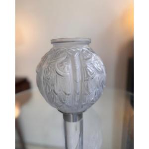 Vase Art Déco Boule « Feuilles de Lys » Signé Lorrain Nancy  ( vases art deco 1930 ) 