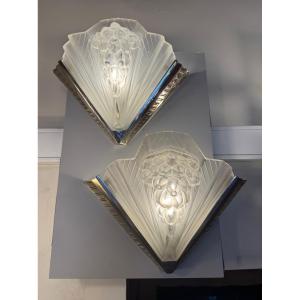 Importante Paire d’appliques ( quatre dispos ) Art Déco Signée PETITOT FRANCE ( deco 1930 )