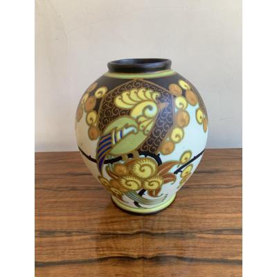 Vase Art Deco  Keramis    D1130  Signé W (Jan Wind) 1927 (vases Art Déco 1930)