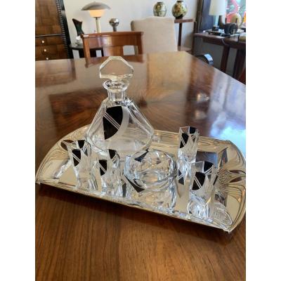 Ensemble  Art Deco Karl Palda Verreries Tchèques (cat: Carafe Art Déco 1930)