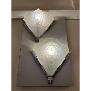 Rare And Important Pair Of Art Deco Wall Lamps Signed Petitot France (art Deco Wall Lamp 1930)