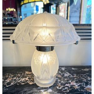 Extraordinary Art Deco Müller Signed Lamp With Double Lighting (barrel/hat) (lamps 1930)