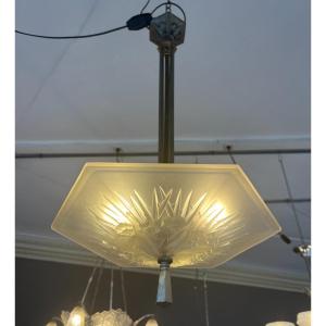 Suspension / Ceiling / Chandelier Art Deco Lorrain Daum Hexagonal (lighting Art Deco 1930)